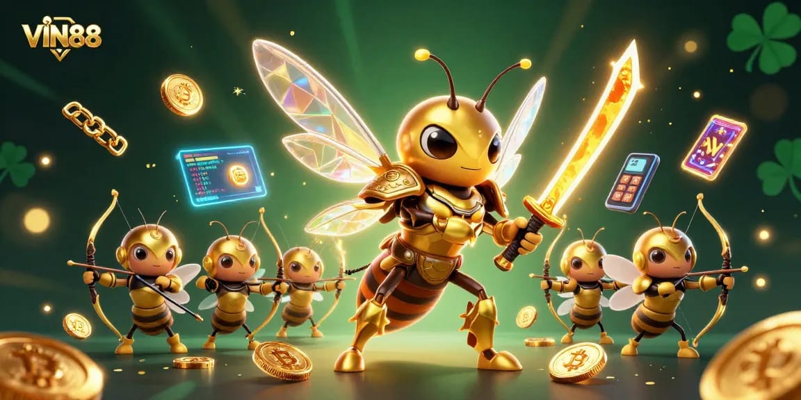 Engage with thrilling slots at VIN88, featuring vibrant graphics and dazzling crypto elements.
