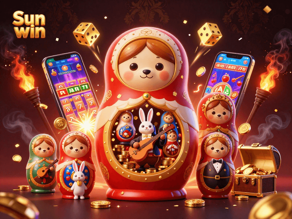 Experience the exciting Sun win with vibrant slot machine action and engaging cartoon characters.