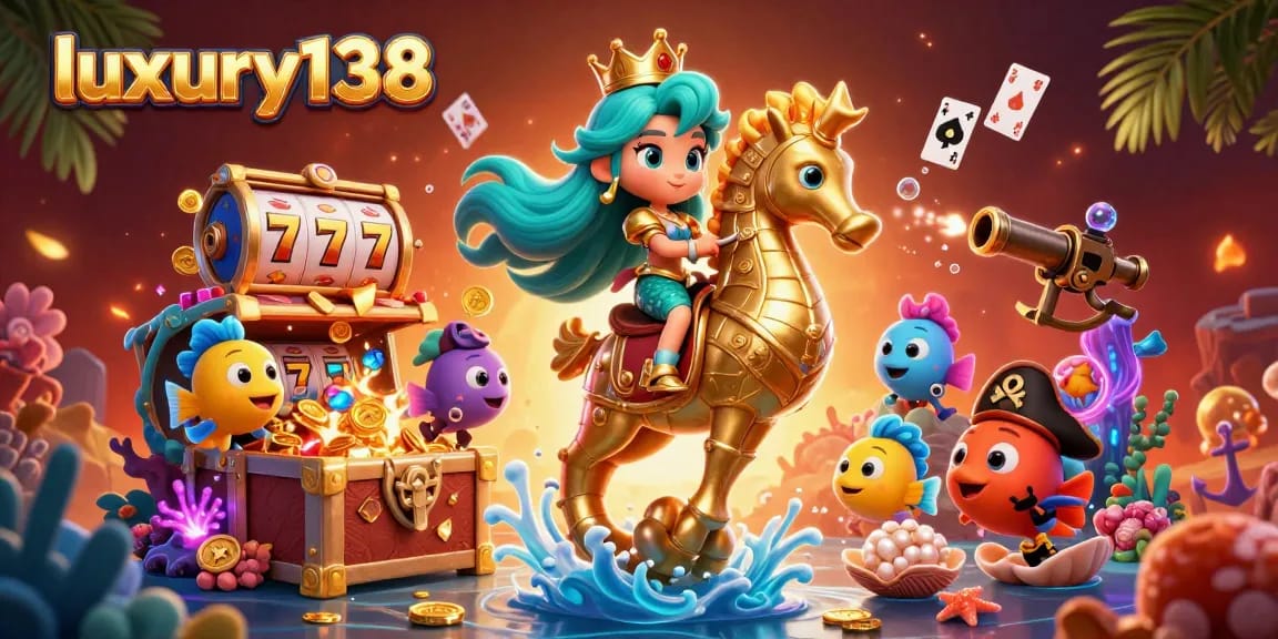 Experience winning at luxury138's vibrant casino, featuring dazzling slots and underwater treasures.
