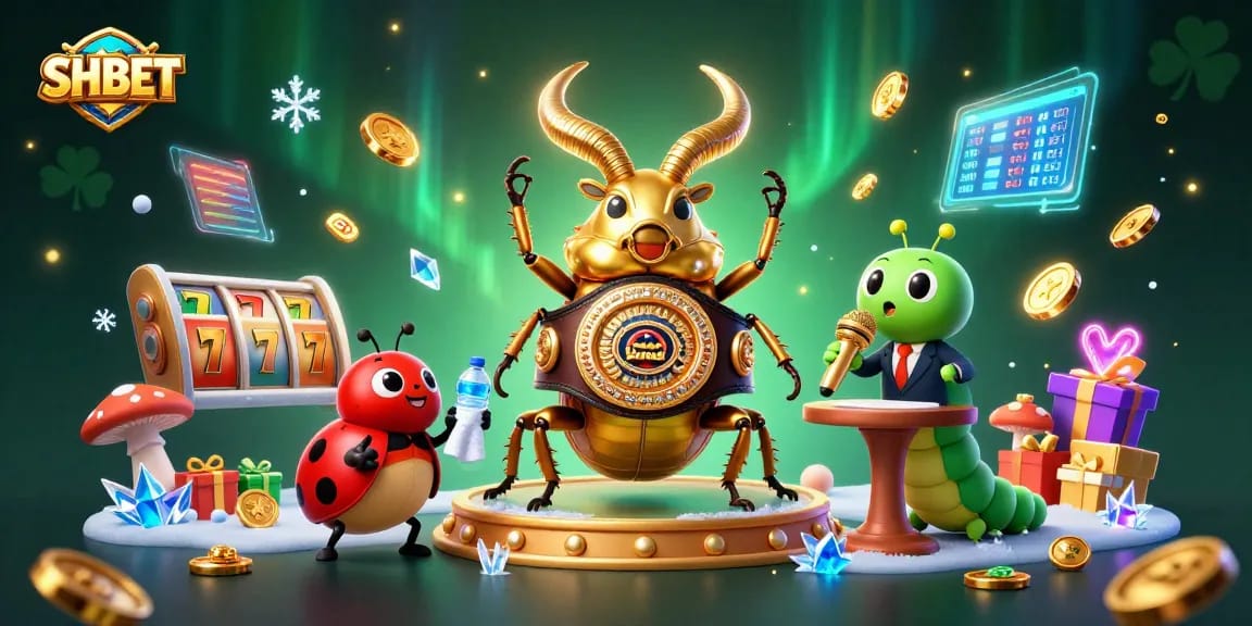 Engage with SHBET's thrilling slots and jackpots in this vibrant 3D casino illustration.