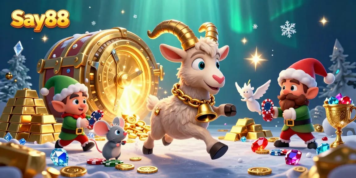 Say88 players enjoying captivating casino action with a playful touch of holiday mischief.