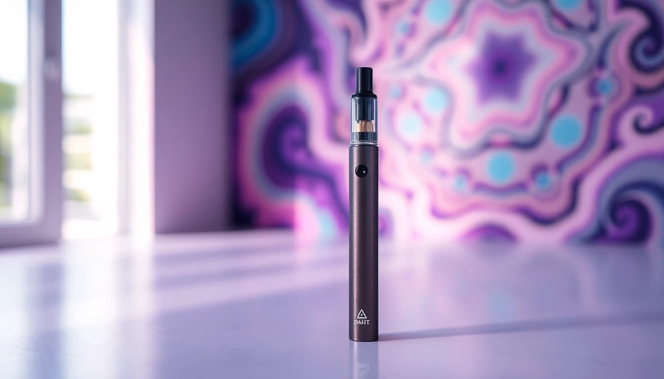 Buy dmt with a featured DMT vape pen against psychedelic backgrounds showcasing details.