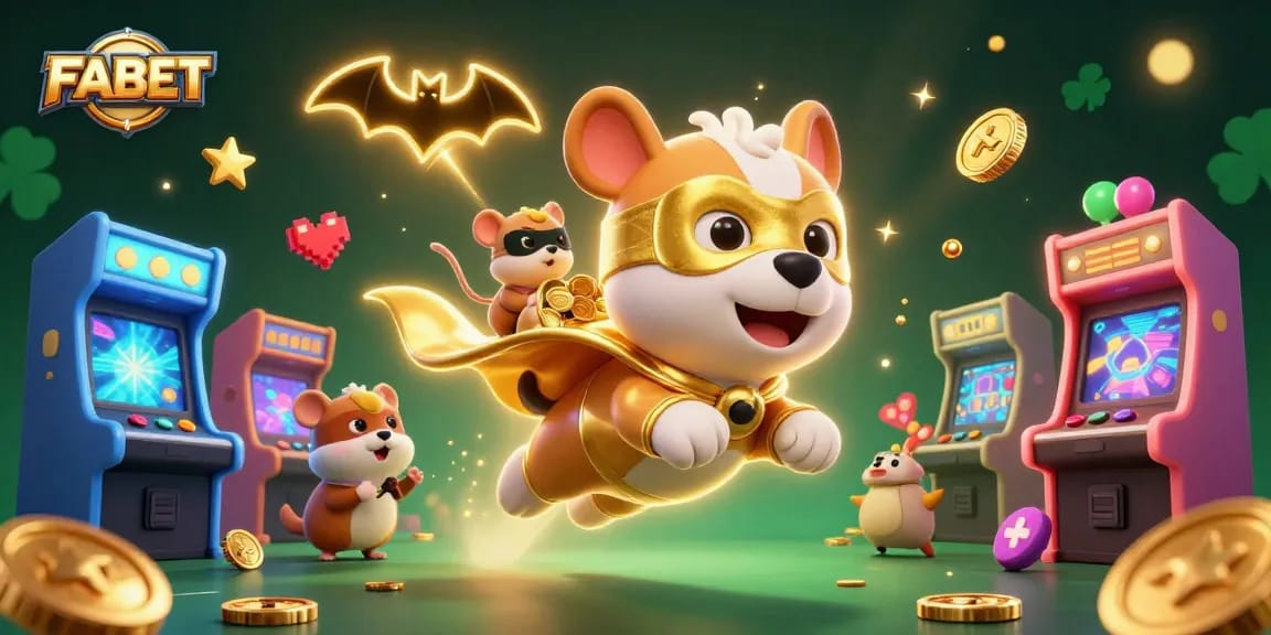 Experience thrilling gambling fun with FABET's vibrant gaming characters and casino elements.