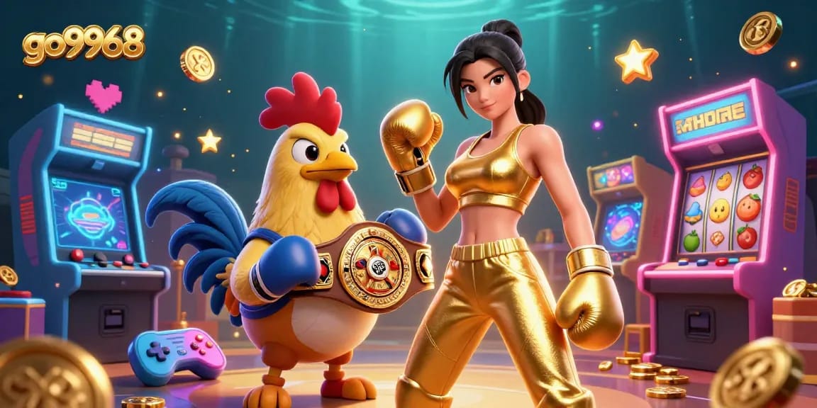 Experience the excitement of go9968 with energetic casino characters and vibrant game elements.