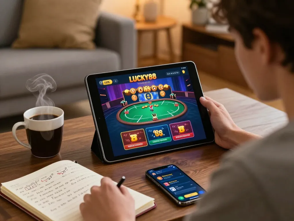 Engage in LUCKY88 đăng nhập on your tablet while strategizing in a cozy setting.