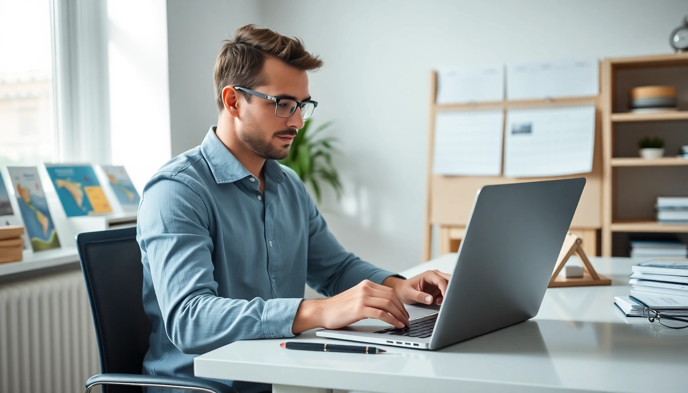 Filling out the eta uk application form in a modern office setting