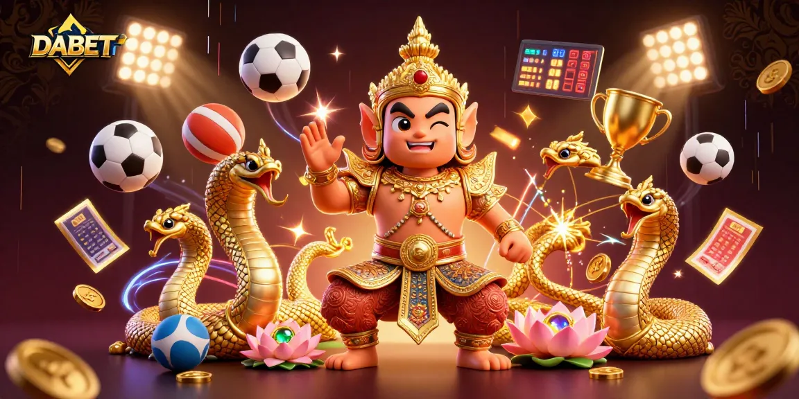 DABET casino features an engaging scene with characters and sports elements creating vibrant energy.
