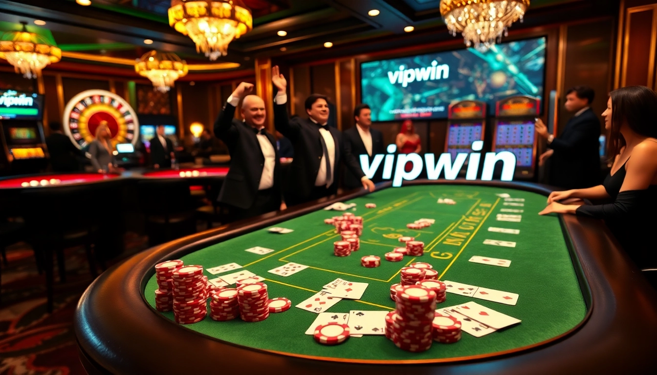 Experience nail-biting action at the vipwin blackjack table with vibrant casino elements.