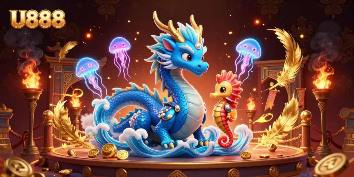 Engage in thrilling online gaming at U888, featuring captivating sea creatures and luxurious casino elements.