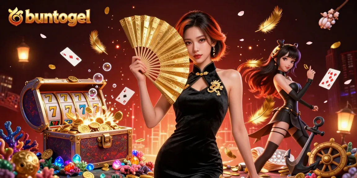 Participate in exciting games at buntogel with dynamic slot reels and captivating character illustrations.
