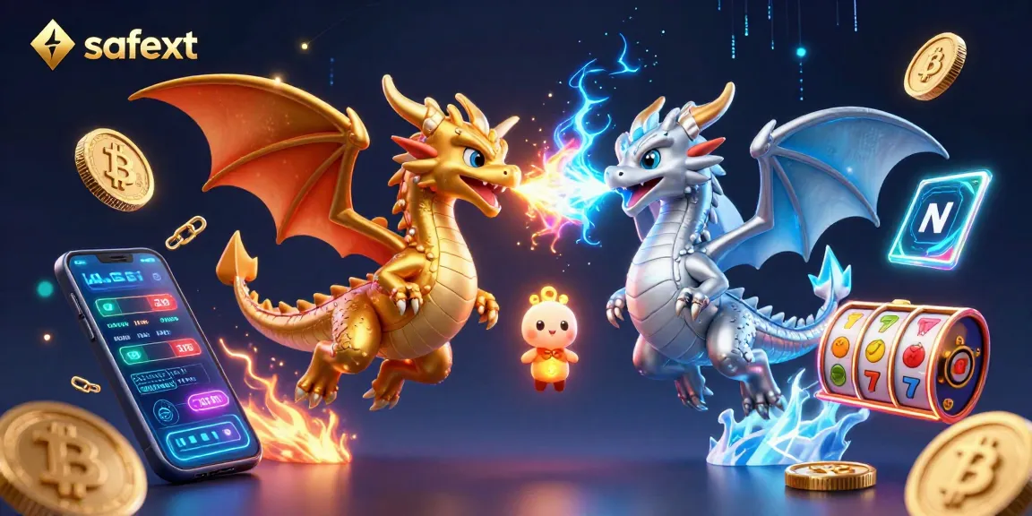 Engage with safetxt for thrilling online gaming, featuring dynamic dragons and cryptocurrency elements.