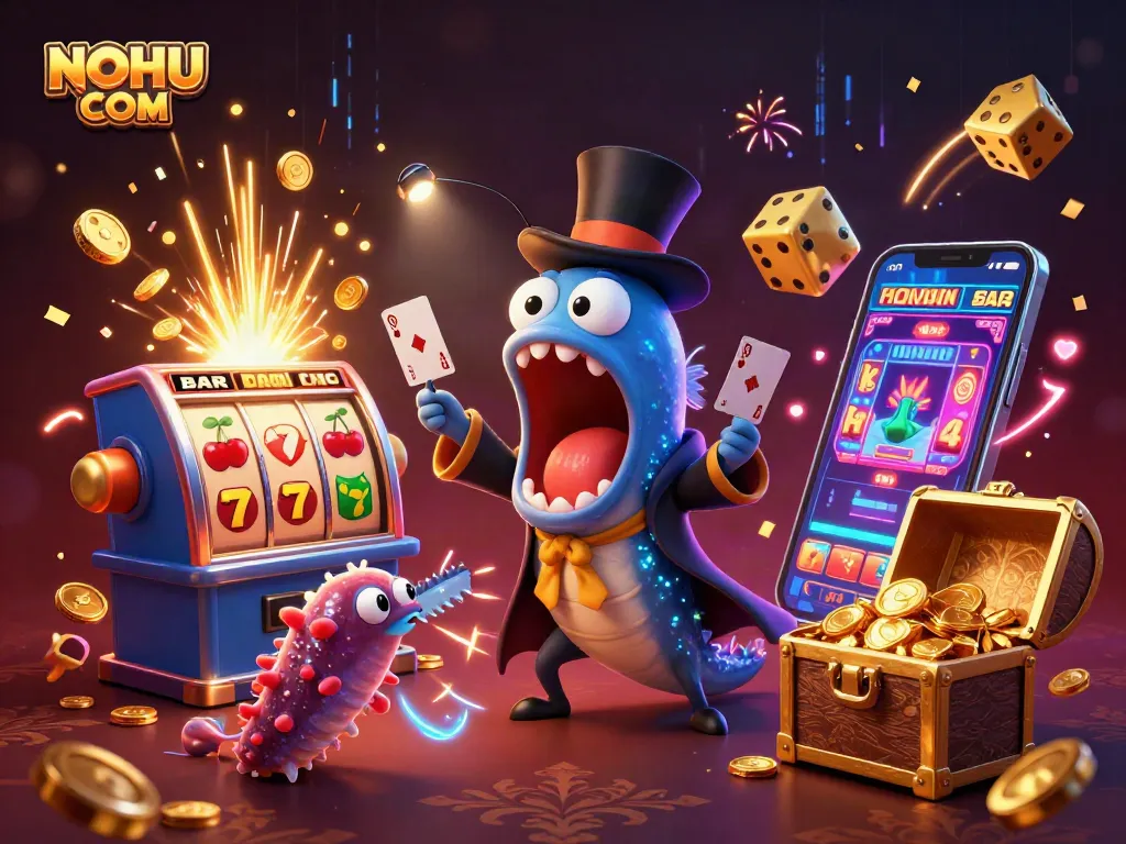Experience thrilling gameplay at NOHU COM with a vibrant jackpot explosion and magical casino scene.