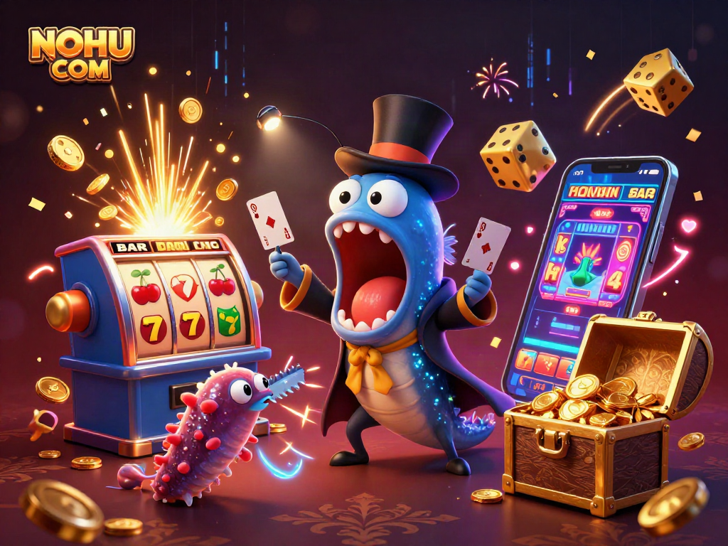 Experience thrilling gameplay at NOHU COM with a vibrant jackpot explosion and magical casino scene.