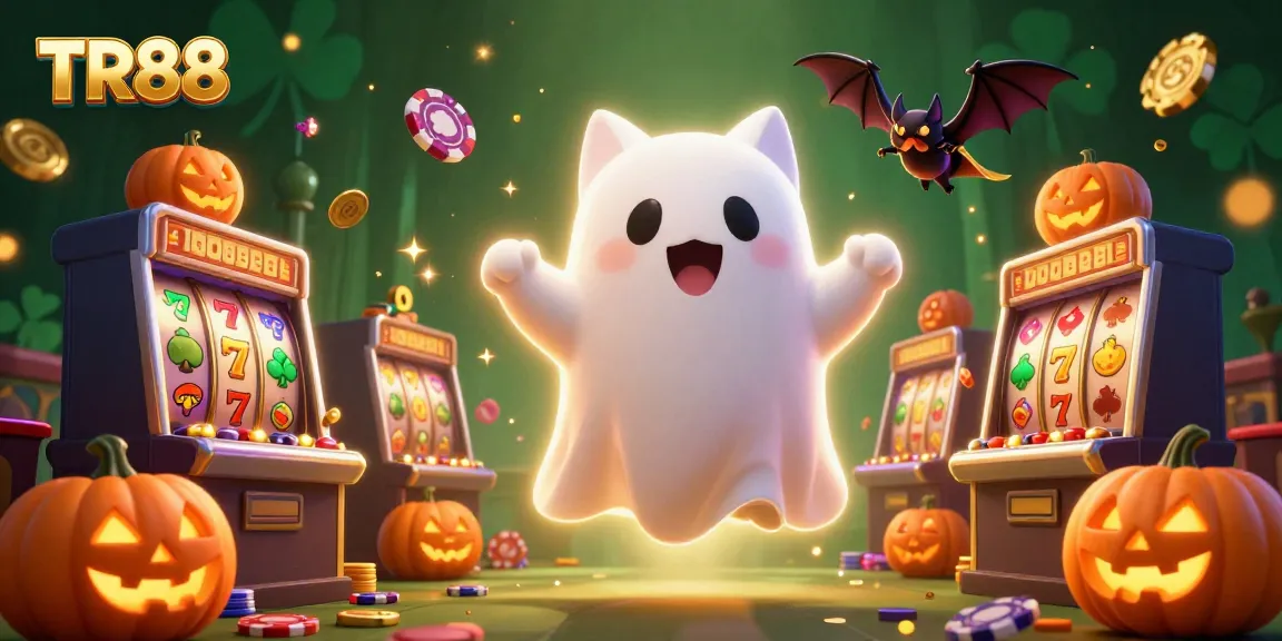 Experience the excitement of TR88 with a ghost cat and vampire bat in a haunted casino atmosphere.
