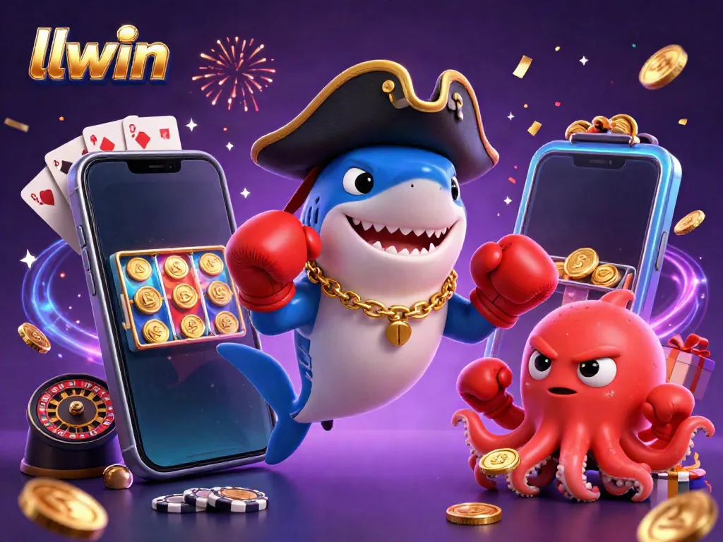 Engage with llwin's dynamic casino scene featuring vibrant characters and game elements.