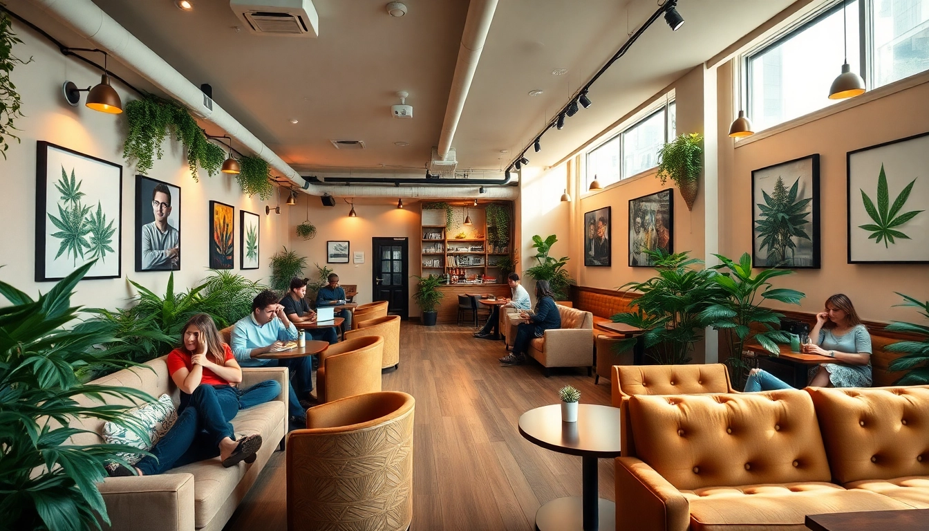 Membres se relaxant au The Corner Cannabis Club Madrid avec une ambiance conviviale.