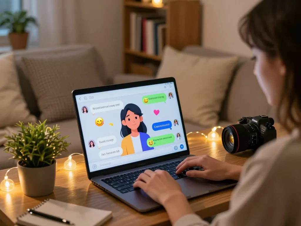 Engaging chat scene featuring interaction with AI characters, showcasing the excitement of developing a crush on virtual friends.