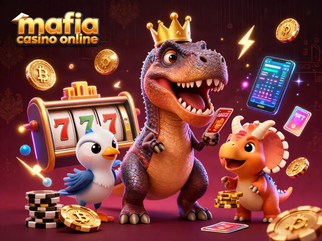 Win big at mafia casino online with slots and crypto in this vibrant 3D casino scene