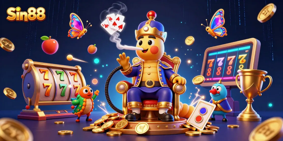 Spin slot reels and win big at Sin88's vibrant 3D casino illustration showcasing thrilling games.