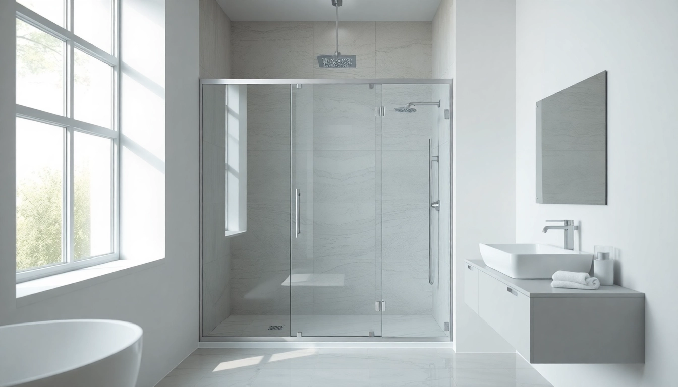 Showcase a shower screen sliding door featuring high-quality glass and modern design in a stylish bathroom.