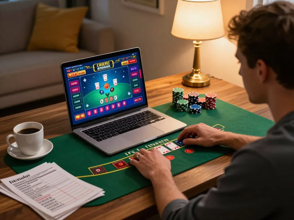 Engaged player experiencing live dealer blackjack at home with 88vv.
