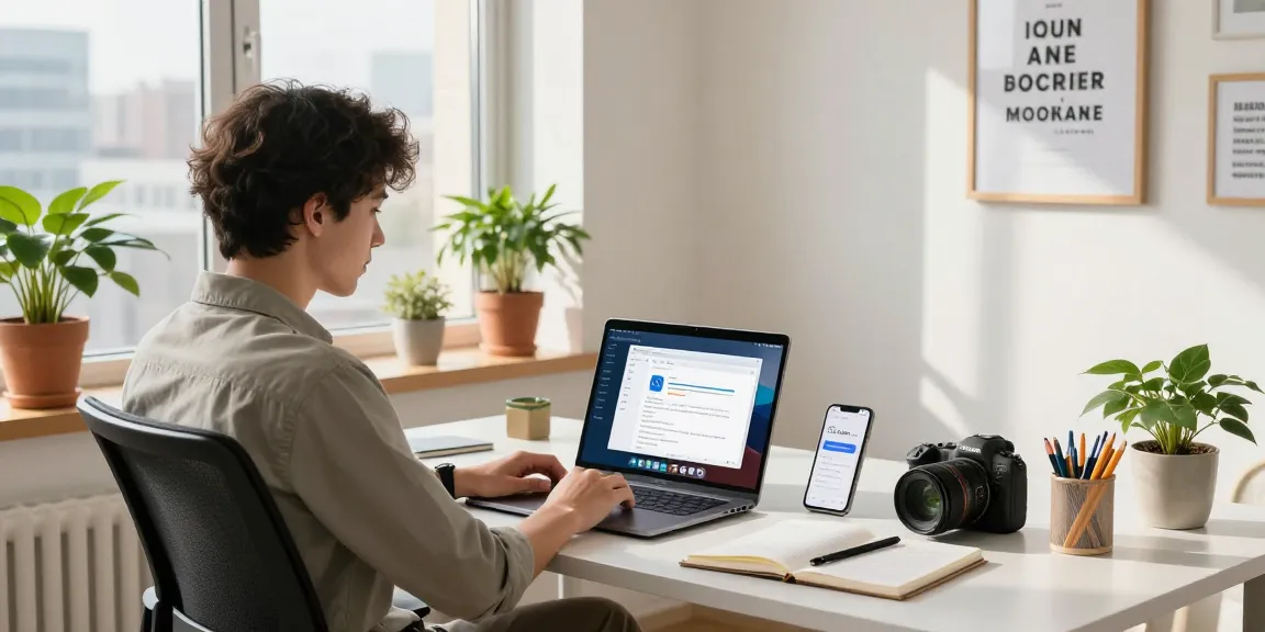 WPS Download in a sleek home office setup with modern tech and bright lighting
