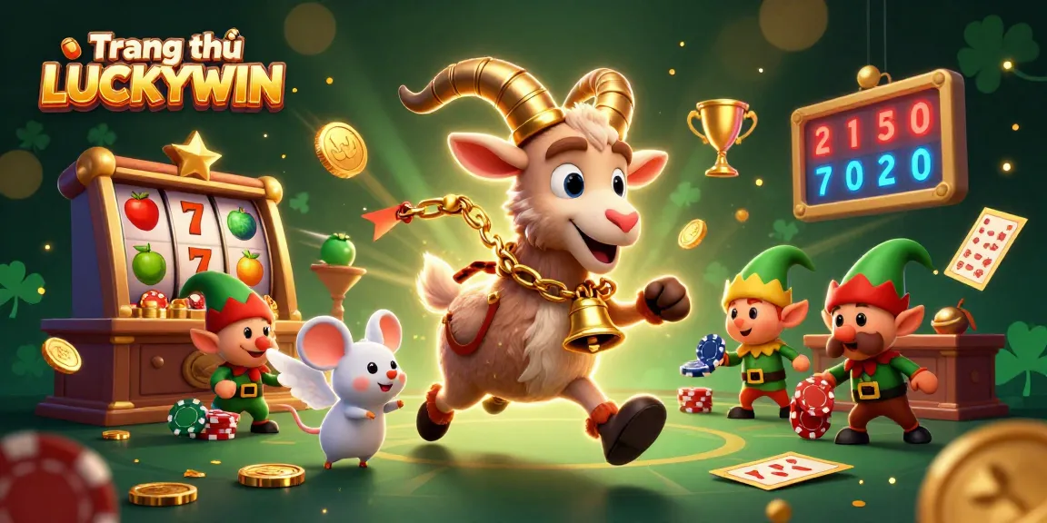 Experience exciting gameplay at Trang chủ LUCKYWIN with a festive casino scene featuring unique characters and dynamic elements.