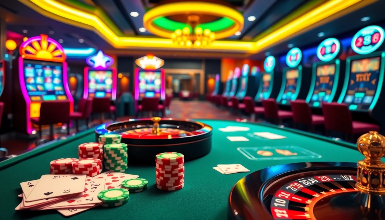 uu88 players engaging with vibrant casino games at a luxurious gambling table.