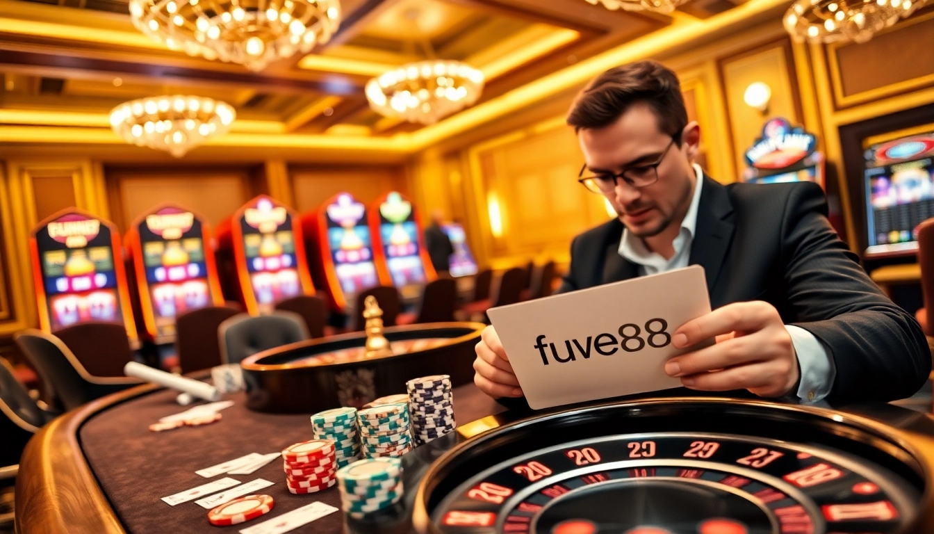 Experience thrilling gameplay at five88 casino featuring poker chips and roulette excitement.