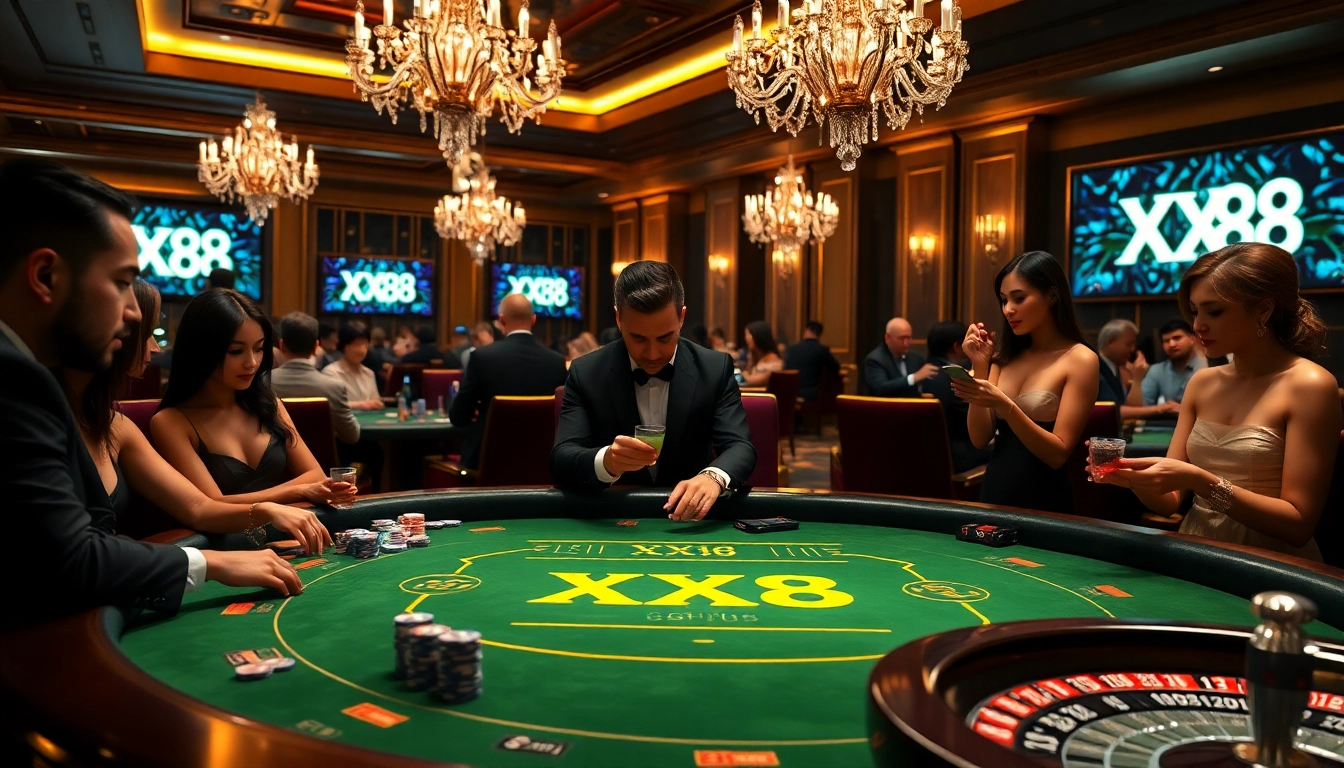 Experience luxury gambling with XX88 baccarat action at a vibrant casino table.