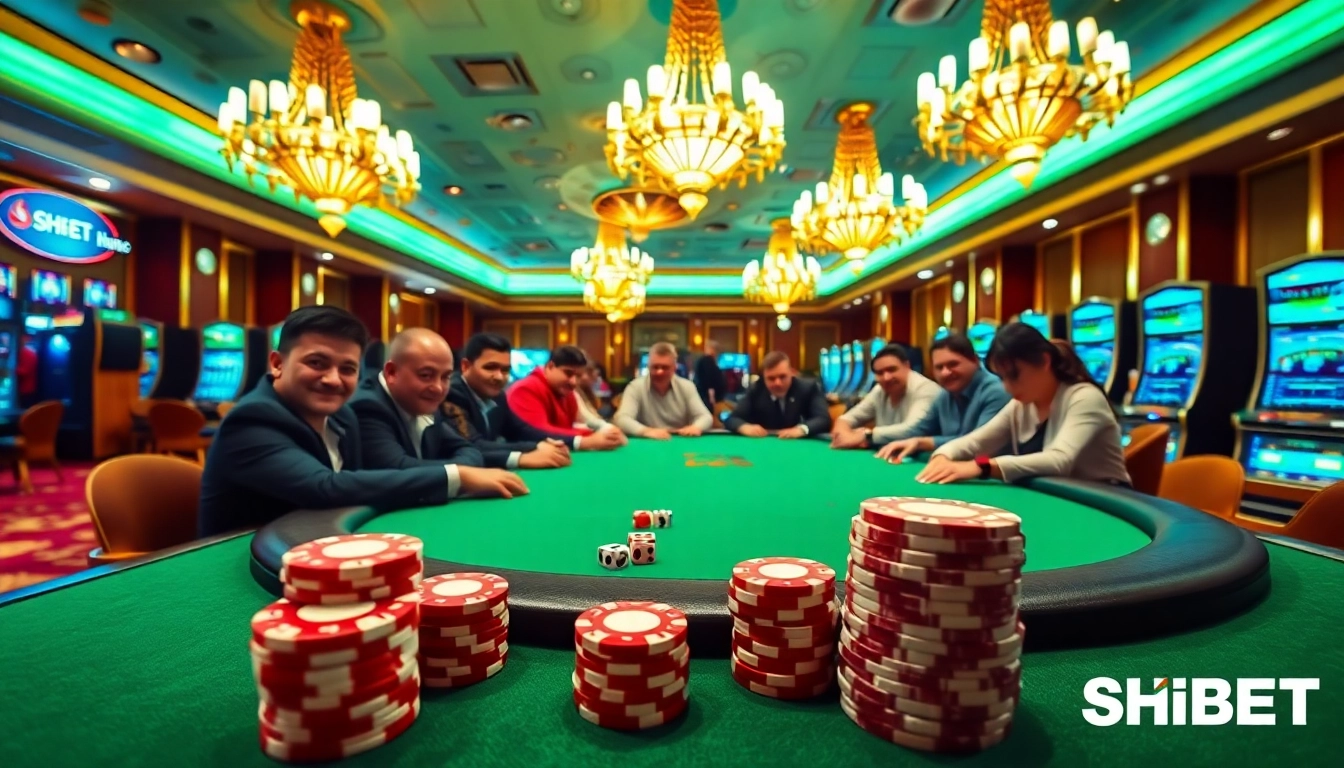 Exciting poker game at SHBET casino showcases vibrant chips and intense gameplay.