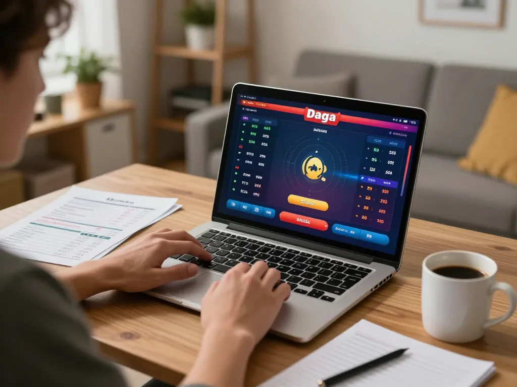 Daga online betting session with player analyzing live odds and strategies at home