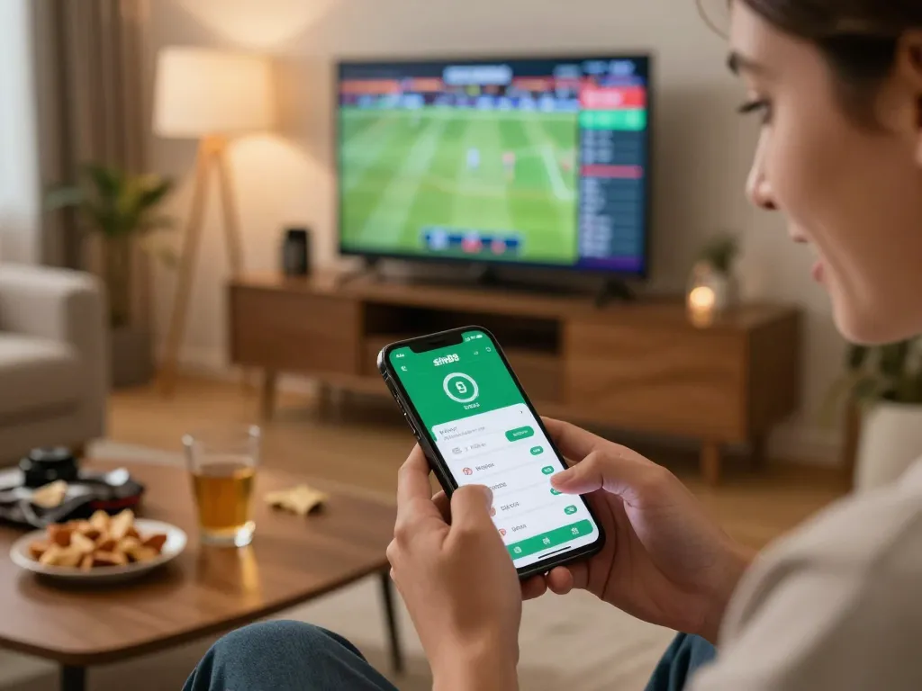 Engaging with the sin88 betting app on a smartphone for live wagering