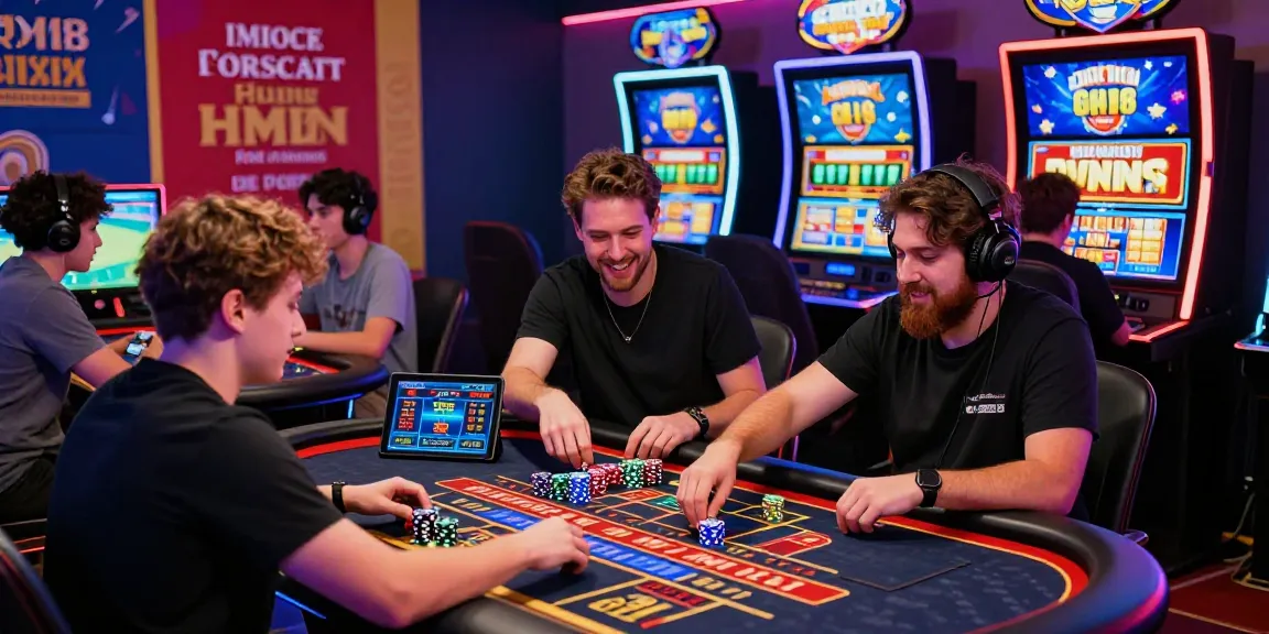 Exciting HM88 gaming scene with players immersed in live casino and sports betting.