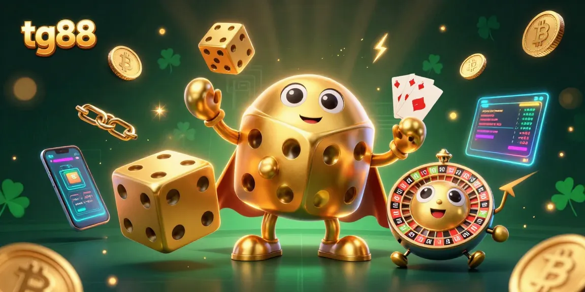 Experience the thrilling world of tg88 as golden dice and crypto coins create a vibrant gambling atmosphere.