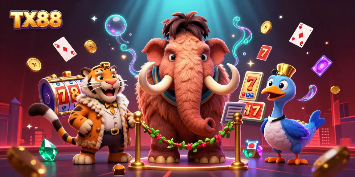 TX88: Engage with a vibrant scene of casino action featuring iconic characters and gaming elements.