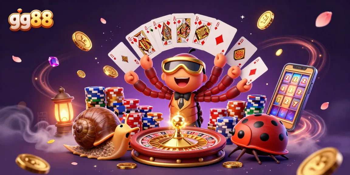 Experience the excitement of gg88 slots with a whimsical 3D illustration of a cartoon dealer and high-roller.