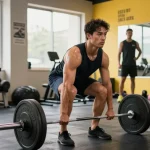Steroide Boutique gym scene showcasing an athlete lifting weights, embodying strength and determination.
