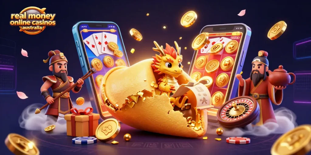 Experience the excitement of real money online casinos Australia with vibrant game action and enchanting characters.